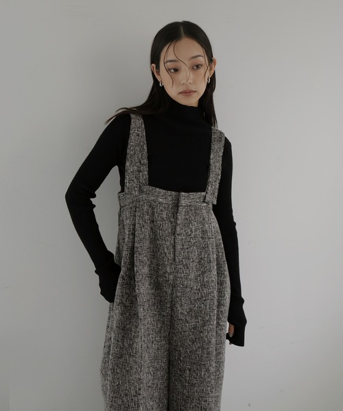 hellam(へラム)の「【セットアップ対応】サマーツイードサロペット(サロペット/オーバーオール・レディース・ブラック/グレー/ブラウン/ベージュ・FREE)」の7枚目の写真