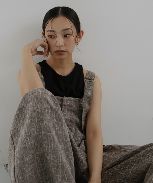 hellam(へラム)の「【セットアップ対応】サマーツイードサロペット(サロペット/オーバーオール・レディース・ブラック/グレー/ブラウン/ベージュ・FREE)」の16枚目の写真