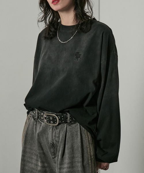 Alfred Alex(アルフレッドアレックス)の「【Alfred Alex】ヴィンテージライク オーバーサイズ グラデーション ロンT(Tシャツ/カットソー・メンズ・グレイッシュブルー/チャコールグレー/ブラック/ブラック系・L/M)」の15枚目の写真