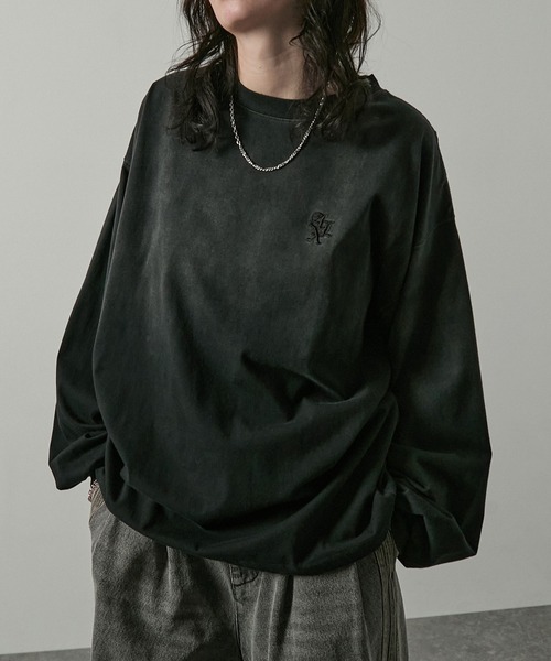 Alfred Alex(アルフレッドアレックス)の「【Alfred Alex】ヴィンテージライク オーバーサイズ グラデーション ロンT(Tシャツ/カットソー・メンズ・グレイッシュブルー/チャコールグレー/ブラック/ブラック系・L/M)」の16枚目の写真