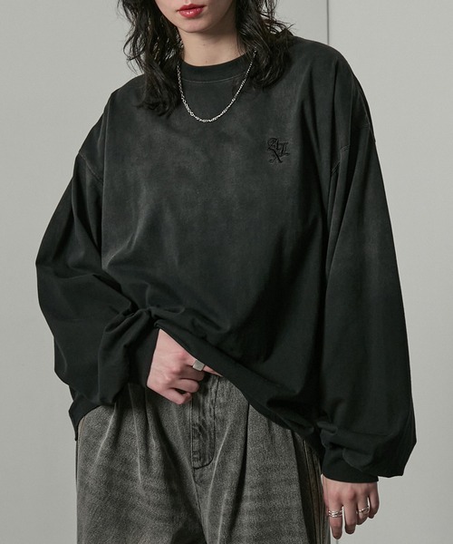 Alfred Alex(アルフレッドアレックス)の「【Alfred Alex】ヴィンテージライク オーバーサイズ グラデーション ロンT(Tシャツ/カットソー・メンズ・グレイッシュブルー/チャコールグレー/ブラック/ブラック系・L/M)」の17枚目の写真