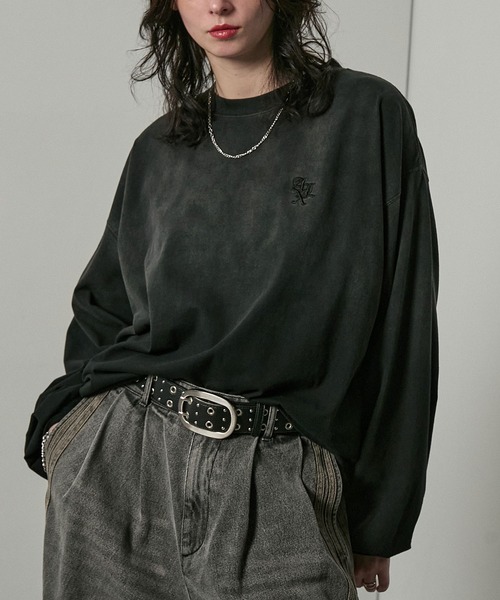 Alfred Alex(アルフレッドアレックス)の「【Alfred Alex】ヴィンテージライク オーバーサイズ グラデーション ロンT(Tシャツ/カットソー・メンズ・グレイッシュブルー/チャコールグレー/ブラック/ブラック系・L/M)」の18枚目の写真