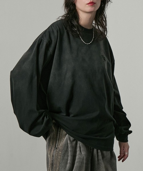 Alfred Alex(アルフレッドアレックス)の「【Alfred Alex】ヴィンテージライク オーバーサイズ グラデーション ロンT(Tシャツ/カットソー・メンズ・グレイッシュブルー/チャコールグレー/ブラック/ブラック系・L/M)」の21枚目の写真