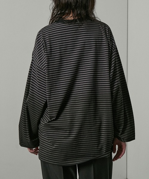 Alfred Alex(アルフレッドアレックス)の「【Alfred Alex】ヴィンテージライク オーバーサイズ グラデーション ロンT(Tシャツ/カットソー・メンズ・グレイッシュブルー/チャコールグレー/ブラック/ブラック系・L/M)」の8枚目の写真