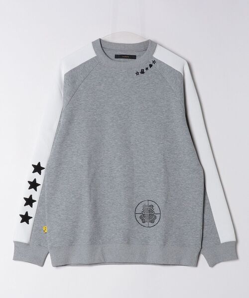 STUD MUFFIN（スタッドマフィン）の「STUD MUFFIN/スタッドマフィン/ストレッチポンチ ラインストーン ターゲットベアラインスエットシャツ/614-02862（スウェット・メンズ・ブラック/グレー・2/3）」の2枚目の写真