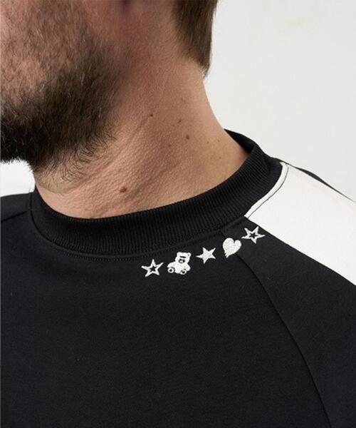 STUD MUFFIN(スタッドマフィン)の「STUD MUFFIN/スタッドマフィン/ストレッチポンチ ラインストーン ターゲットベアラインスエットシャツ/614-02862(スウェット・メンズ・ブラック/グレー・2/3/4)」の8枚目の写真