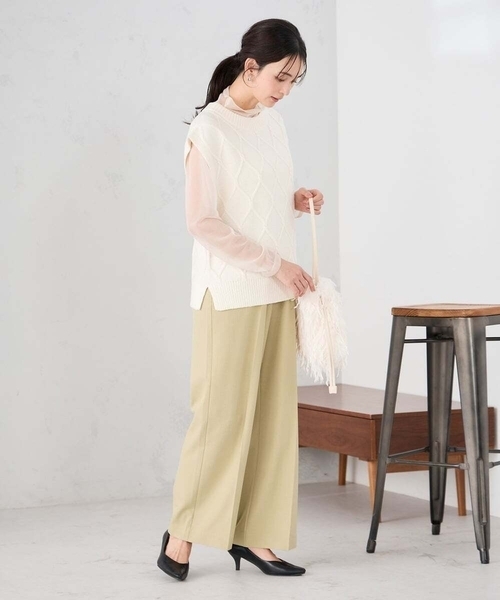 a.v.v(アーヴェヴェ)の「シャイニーシアーハイネックカットソー(Tシャツ/カットソー・レディース・グレー/アイボリー・40/38)」の22枚目の写真