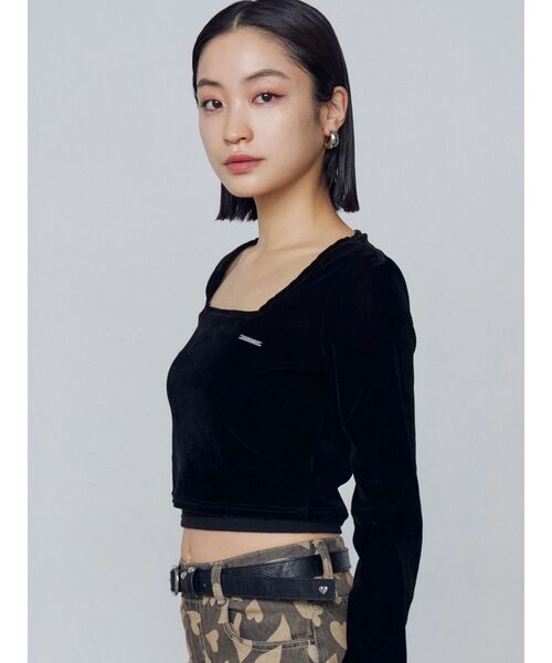 シアーベロアプレートクロップトップ（Tシャツ/カットソー）｜EMODA