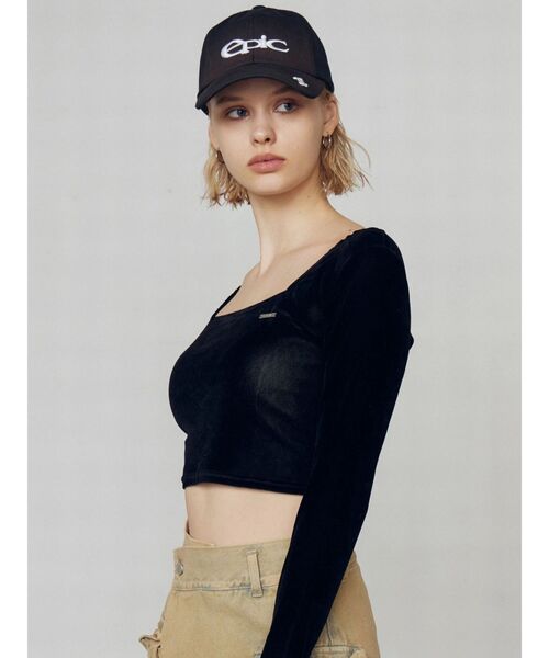 EMODA（エモダ）の「シアーベロアプレートクロップトップ（Tシャツ/カットソー・レディース・ピンク/グレー/アイボリー/ブラック・FREE）」の19枚目の写真