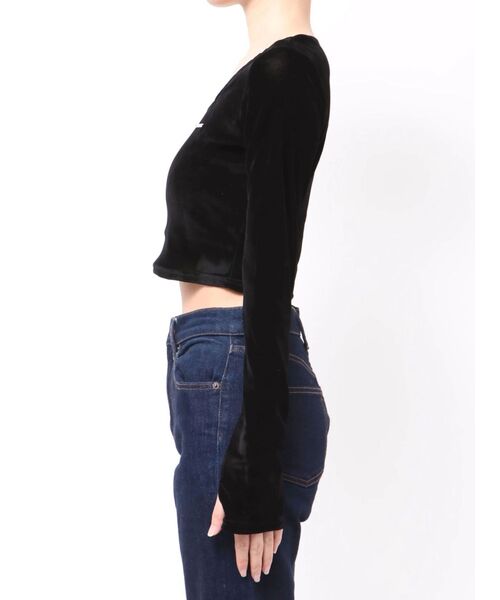 EMODA（エモダ）の「シアーベロアプレートクロップトップ（Tシャツ/カットソー・レディース・ピンク/グレー/アイボリー/ブラック・FREE）」の15枚目の写真