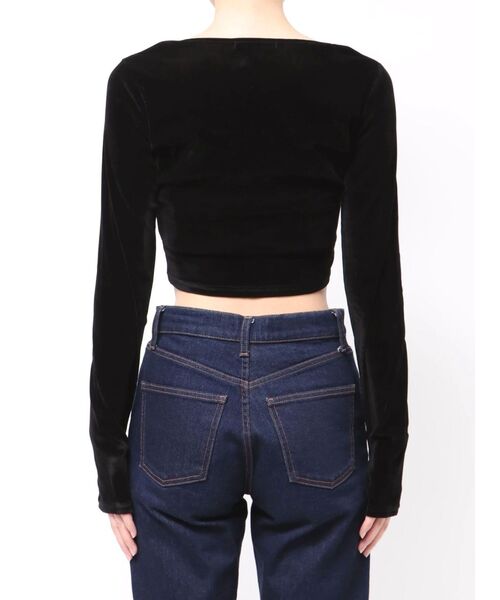 EMODA（エモダ）の「シアーベロアプレートクロップトップ（Tシャツ/カットソー・レディース・ピンク/グレー/アイボリー/ブラック・FREE）」の14枚目の写真