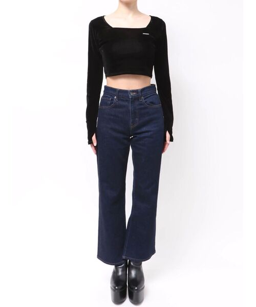 EMODA（エモダ）の「シアーベロアプレートクロップトップ（Tシャツ/カットソー・レディース・ピンク/グレー/アイボリー/ブラック・FREE）」の9枚目の写真