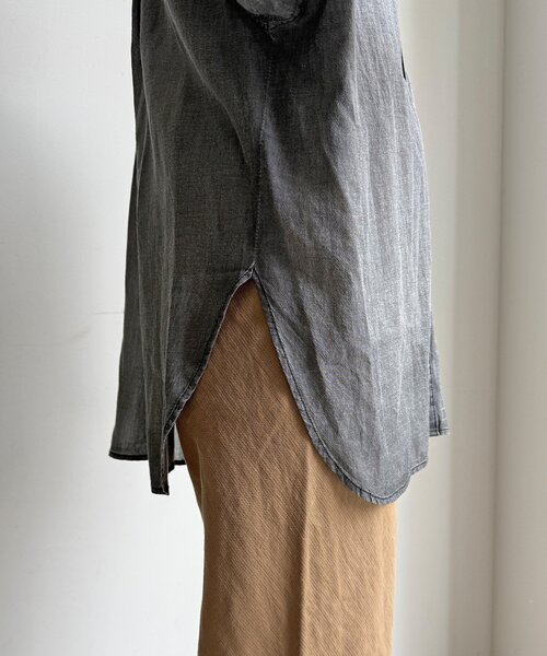 DouDou（ドゥドゥ）の「シアーデニム袖リブVVシャツ（シャツ/ブラウス・レディース・サックスブルー/グレー/ネイビー・FREE）」の21枚目の写真