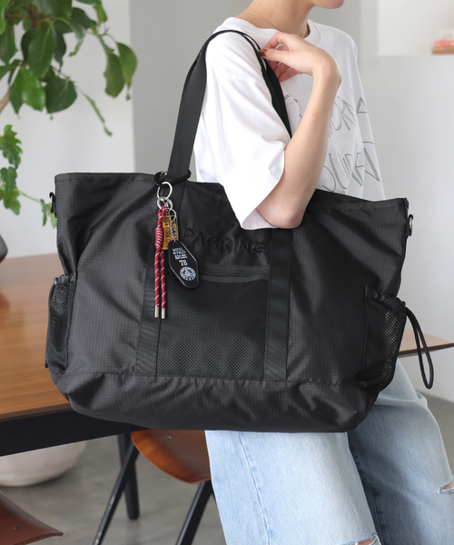 PACKING(パッキング)の「《WEB限定追加3》別注【PACKING/パッキング】トートバッグ(トートバッグ・レディース・ブラック/チャコールグレー・FREE)」の2枚目の写真