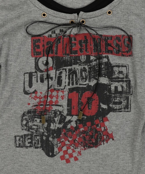 SPINNS(スピンズ)の「キャミ仕込みで差がつく☆ロマンスパンクレイヤードトップス(Tシャツ/カットソー・レディース・ブラック/杢グレー/オフホワイト・ONESIZE)」の8枚目の写真