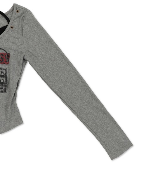 SPINNS(スピンズ)の「キャミ仕込みで差がつく☆ロマンスパンクレイヤードトップス(Tシャツ/カットソー・レディース・ブラック/杢グレー/オフホワイト・ONESIZE)」の9枚目の写真