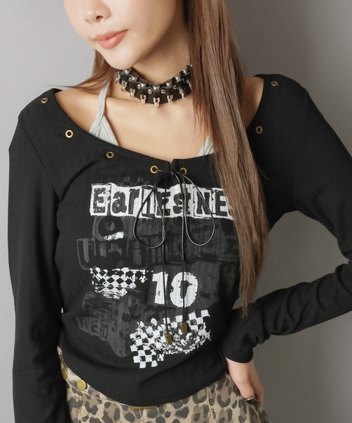 SPINNS(スピンズ)の「キャミ仕込みで差がつく☆ロマンスパンクレイヤードトップス(Tシャツ/カットソー・レディース・ブラック/杢グレー/オフホワイト・ONESIZE)」の20枚目の写真