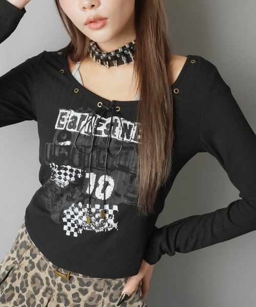 SPINNS(スピンズ)の「キャミ仕込みで差がつく☆ロマンスパンクレイヤードトップス(Tシャツ/カットソー・レディース・ブラック/杢グレー/オフホワイト・ONESIZE)」の21枚目の写真