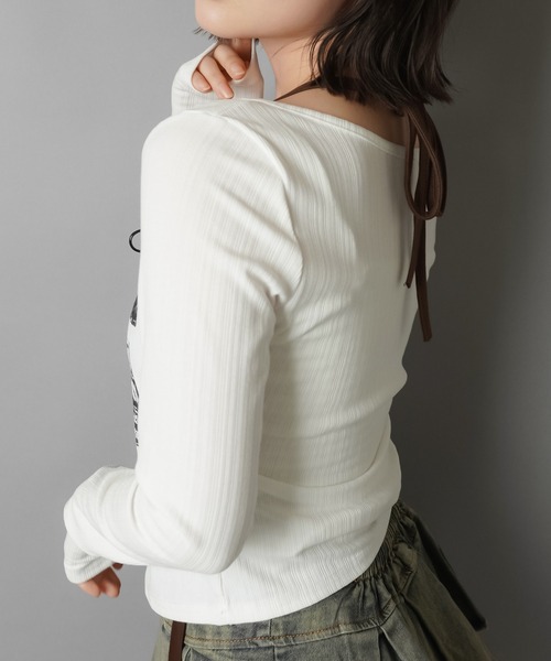 SPINNS(スピンズ)の「キャミ仕込みで差がつく☆ロマンスパンクレイヤードトップス(Tシャツ/カットソー・レディース・ブラック/杢グレー/オフホワイト・ONESIZE)」の14枚目の写真