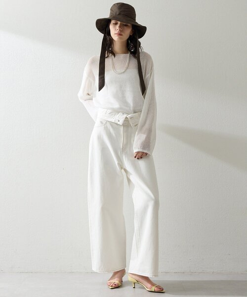 Whim Gazette（ウィムガゼット）の「ボートメッシュニットプルオーバー（ニット/セーター・レディース・オフホワイト/ブラック/ブラウン・FREE）」の12枚目の写真