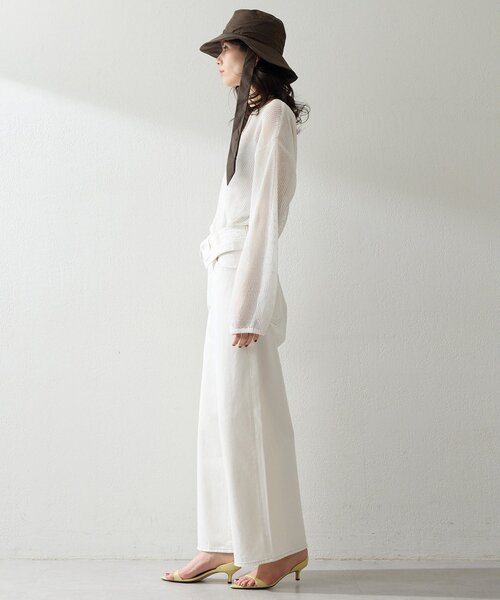 Whim Gazette（ウィムガゼット）の「ボートメッシュニットプルオーバー（ニット/セーター・レディース・オフホワイト/ブラック/ブラウン・FREE）」の7枚目の写真