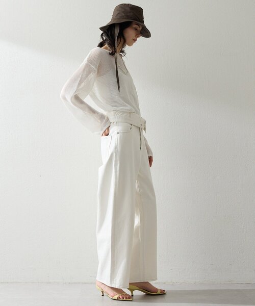 Whim Gazette（ウィムガゼット）の「ボートメッシュニットプルオーバー（ニット/セーター・レディース・オフホワイト/ブラック/ブラウン・FREE）」の11枚目の写真