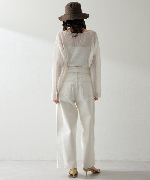 Whim Gazette（ウィムガゼット）の「ボートメッシュニットプルオーバー（ニット/セーター・レディース・オフホワイト/ブラック/ブラウン・FREE）」の8枚目の写真