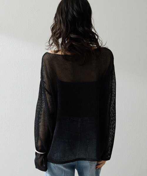 Whim Gazette（ウィムガゼット）の「ボートメッシュニットプルオーバー（ニット/セーター・レディース・オフホワイト/ブラック/ブラウン・FREE）」の15枚目の写真