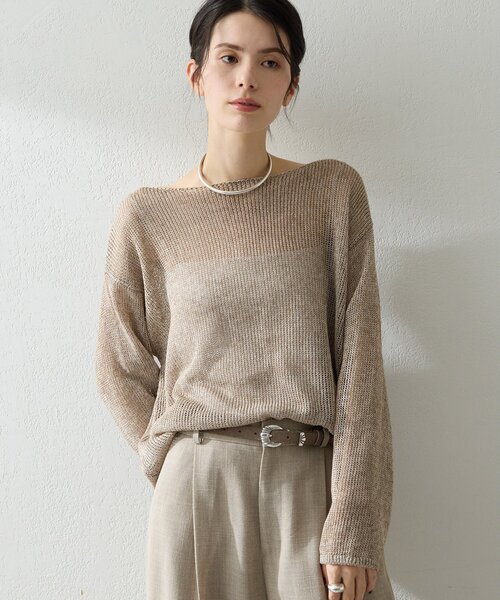 Whim Gazette（ウィムガゼット）の「ボートメッシュニットプルオーバー（ニット/セーター・レディース・オフホワイト/ブラック/ブラウン・FREE）」の18枚目の写真