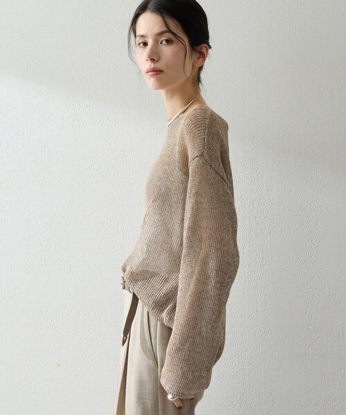 Whim Gazette（ウィムガゼット）の「ボートメッシュニットプルオーバー（ニット/セーター・レディース・オフホワイト/ブラック/ブラウン・FREE）」の21枚目の写真