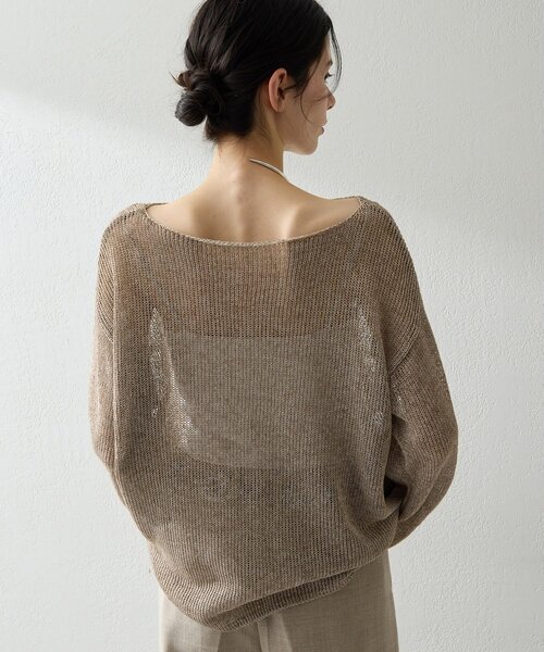 Whim Gazette（ウィムガゼット）の「ボートメッシュニットプルオーバー（ニット/セーター・レディース・オフホワイト/ブラック/ブラウン・FREE）」の22枚目の写真