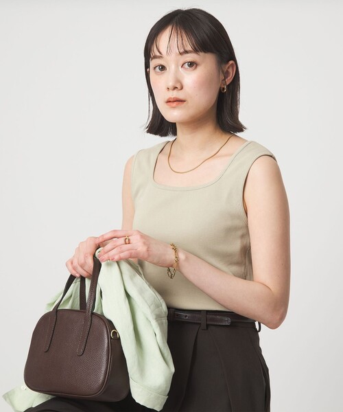 green label relaxing(グリーンレーベルリラクシング)の「デコルテ フライス タンクトップ 抗菌(タンクトップ・レディース・ダークブラウン/オフホワイト/ブラック/ベージュ/オリーブ/モカ・FREE)」の21枚目の写真
