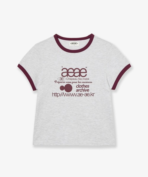 aeae(エーイーエーイー)の「WEB LOGO RINGER TEE(Tシャツ/カットソー・レディース・ライトグレー/ホワイト/インディゴブルー・FREE)」の2枚目の写真