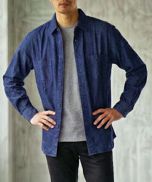 TopIsm(トップイズム)の「ビンテージウォッシュ 長袖デニムシャツ(シャツ/ブラウス・メンズ・ライトグレー/ネイビー/ブラック/ライトブルー・M/L/LL)」の1枚目の写真