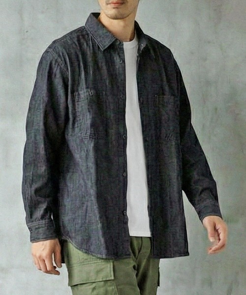 TopIsm(トップイズム)の「ビンテージウォッシュ 長袖デニムシャツ(シャツ/ブラウス・メンズ・ライトグレー/ネイビー/ブラック/ライトブルー・M/L/LL)」の5枚目の写真
