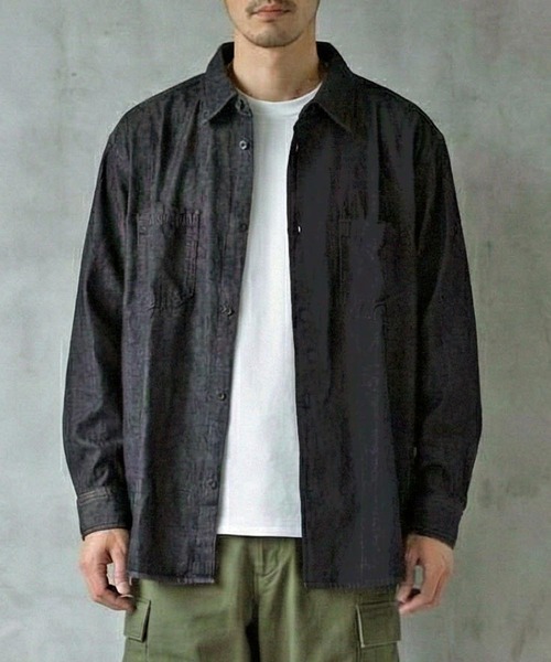 TopIsm(トップイズム)の「ビンテージウォッシュ 長袖デニムシャツ(シャツ/ブラウス・メンズ・ライトグレー/ネイビー/ブラック/ライトブルー・M/L/LL)」の6枚目の写真