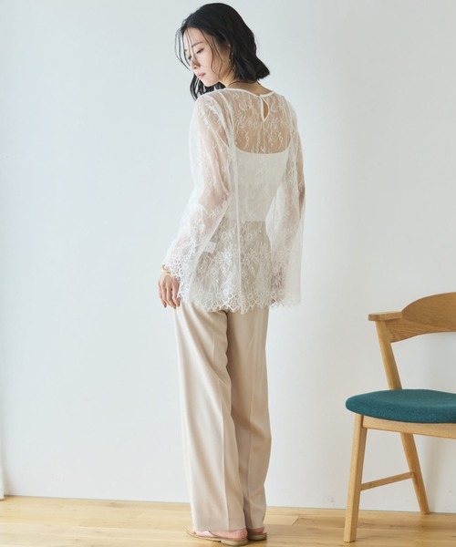 Doux archives（ドゥアルシーヴ）の「スカラップレーストップス（シャツ/ブラウス・レディース・オフホワイト/ブラック/アイボリー・FREE）」の7枚目の写真