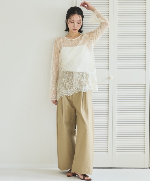 Doux archives（ドゥアルシーヴ）の「スカラップレーストップス（シャツ/ブラウス・レディース・オフホワイト/ブラック/アイボリー・FREE）」の20枚目の写真