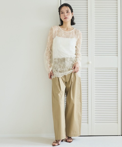 Doux archives（ドゥアルシーヴ）の「スカラップレーストップス（シャツ/ブラウス・レディース・オフホワイト/ブラック/アイボリー・FREE）」の21枚目の写真