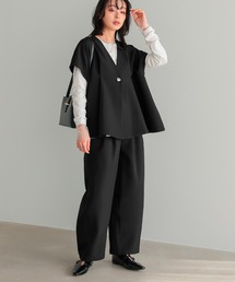 itto...（イット）の「ワンボタンジレ バレルレッグパンツセットアップ（セットアップ）」