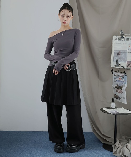 Ulysses（ユリシス）の「フェイクレイヤードプリーツラップパンツ（その他パンツ・レディース・ブラック・M/L）」の5枚目の写真