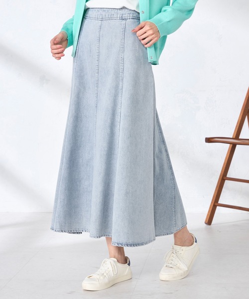 GALLORIA（ギャローリア）の「デニム接ぎフレアスカート（デニムスカート・レディース・ネイビー/ライトブルー・L/LL/M/S）」の3枚目の写真