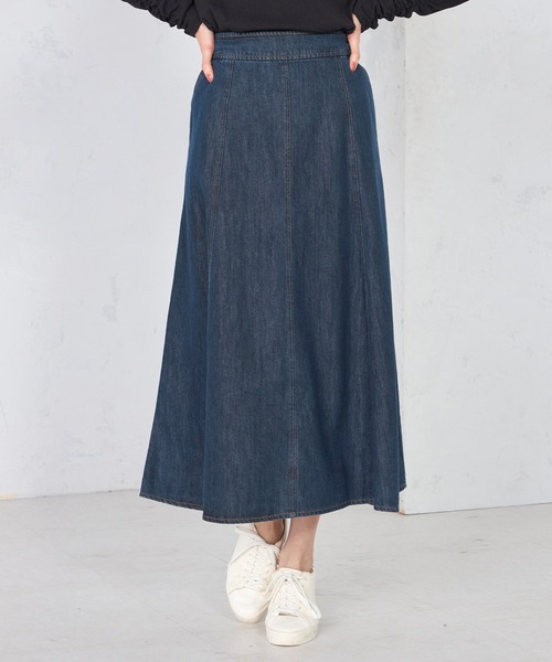 GALLORIA（ギャローリア）の「デニム接ぎフレアスカート（デニムスカート・レディース・ネイビー/ライトブルー・L/LL/M/S）」の6枚目の写真