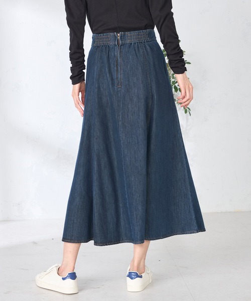 GALLORIA（ギャローリア）の「デニム接ぎフレアスカート（デニムスカート・レディース・ネイビー/ライトブルー・L/LL/M/S）」の7枚目の写真