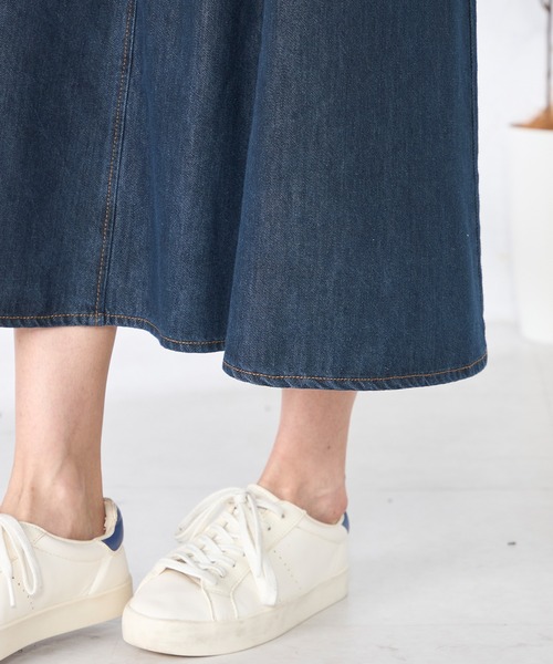 GALLORIA（ギャローリア）の「デニム接ぎフレアスカート（デニムスカート・レディース・ネイビー/ライトブルー・L/LL/M/S）」の9枚目の写真