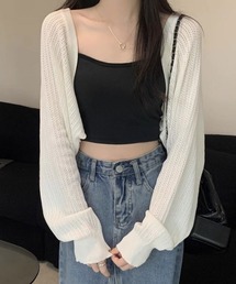 透かし編みニットカーディガン