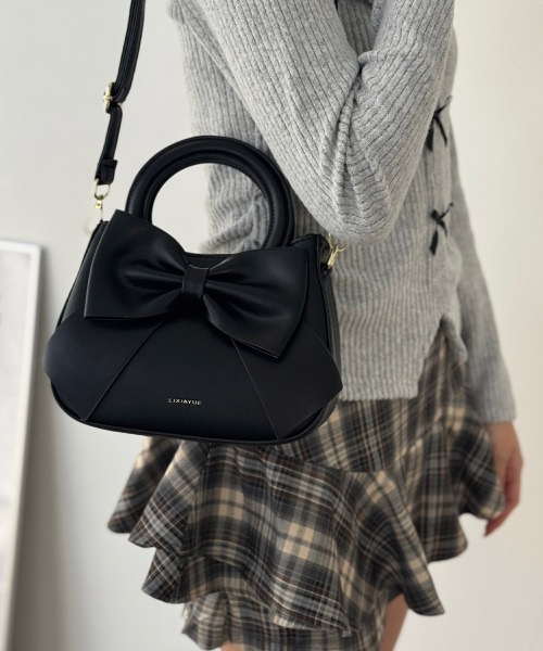 Miniministore(ミニミニストア)の「リボンハンドバッグ ミニショルダーバッグ(ハンドバッグ・レディース・シルバー/ブラック/アイボリー/ライトブルー/ベージュ/イエロー/キャメル/ピンク・FREE)」の12枚目の写真