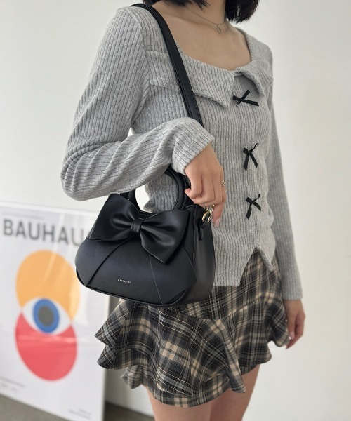 Miniministore(ミニミニストア)の「リボンハンドバッグ ミニショルダーバッグ(ハンドバッグ・レディース・シルバー/ブラック/アイボリー/ライトブルー/ベージュ/イエロー/キャメル/ピンク・FREE)」の13枚目の写真