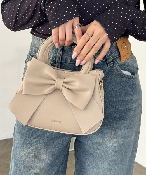 Miniministore(ミニミニストア)の「リボンハンドバッグ ミニショルダーバッグ(ハンドバッグ・レディース・シルバー/ブラック/アイボリー/ライトブルー/ベージュ/イエロー/キャメル/ピンク・FREE)」の16枚目の写真