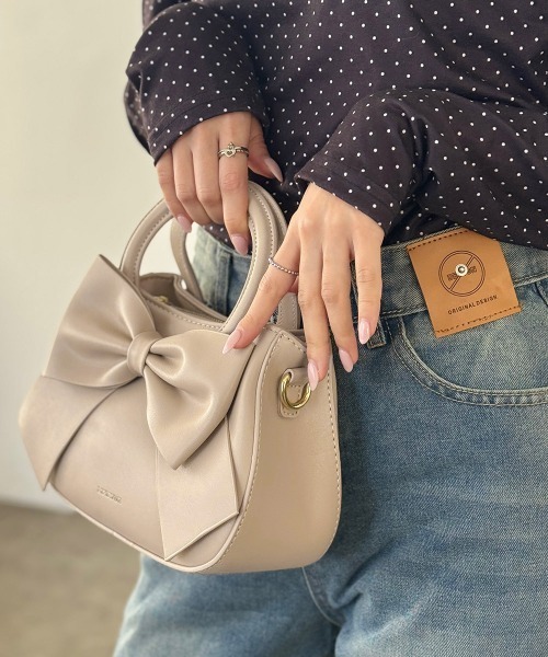 Miniministore(ミニミニストア)の「リボンハンドバッグ ミニショルダーバッグ(ハンドバッグ・レディース・シルバー/ブラック/アイボリー/ライトブルー/ベージュ/イエロー/キャメル/ピンク・FREE)」の17枚目の写真